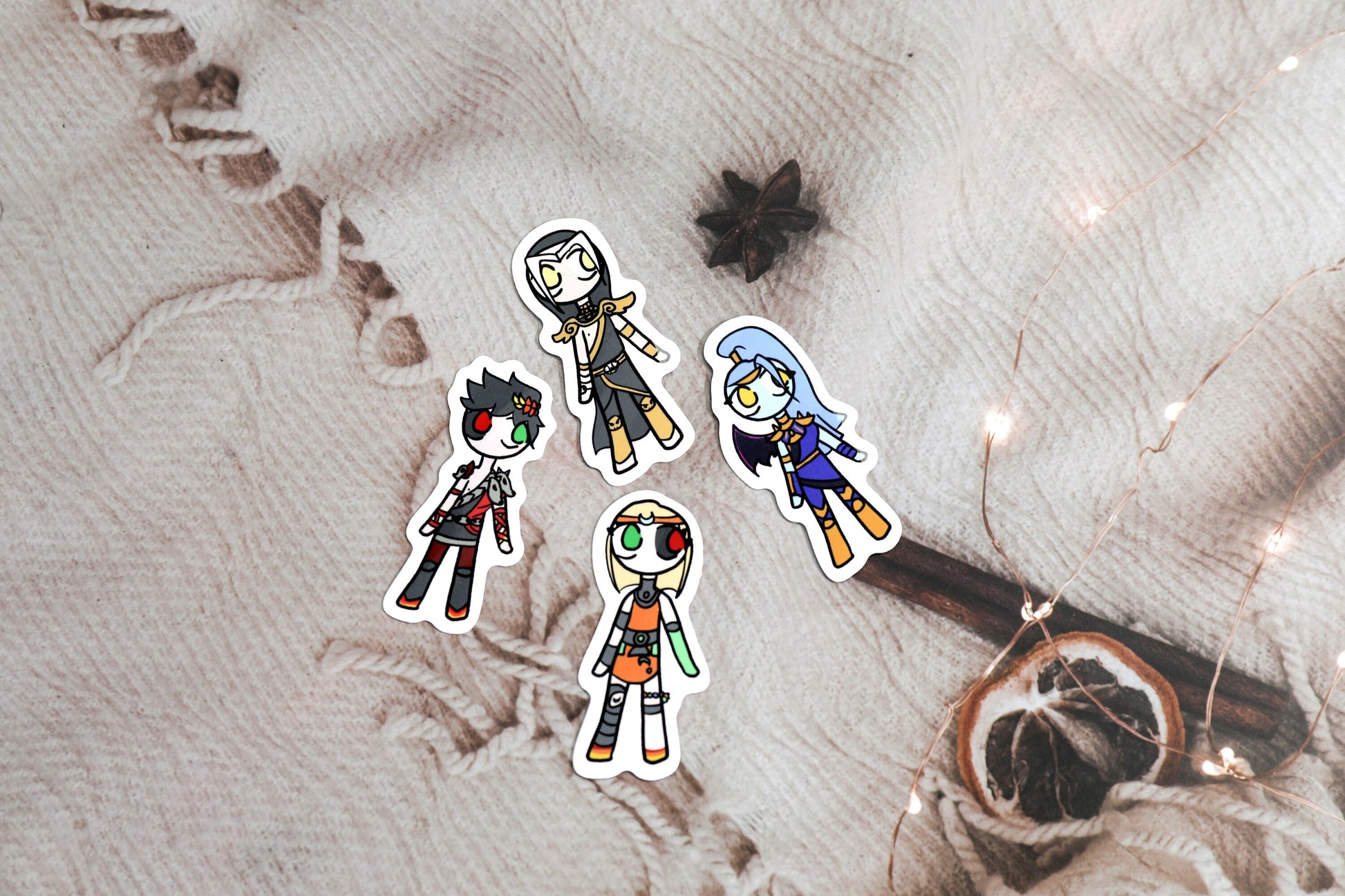 Hades Supergiant Games Chibi Vinyl Stickers - Pack Includes Zagreus, Megaera, Thanatos, and Melinoe