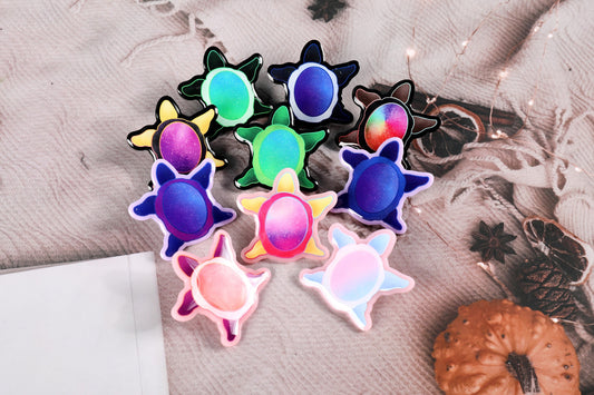 Space Turtle Epoxy Pins - Green, Purple, and Pride Colors!