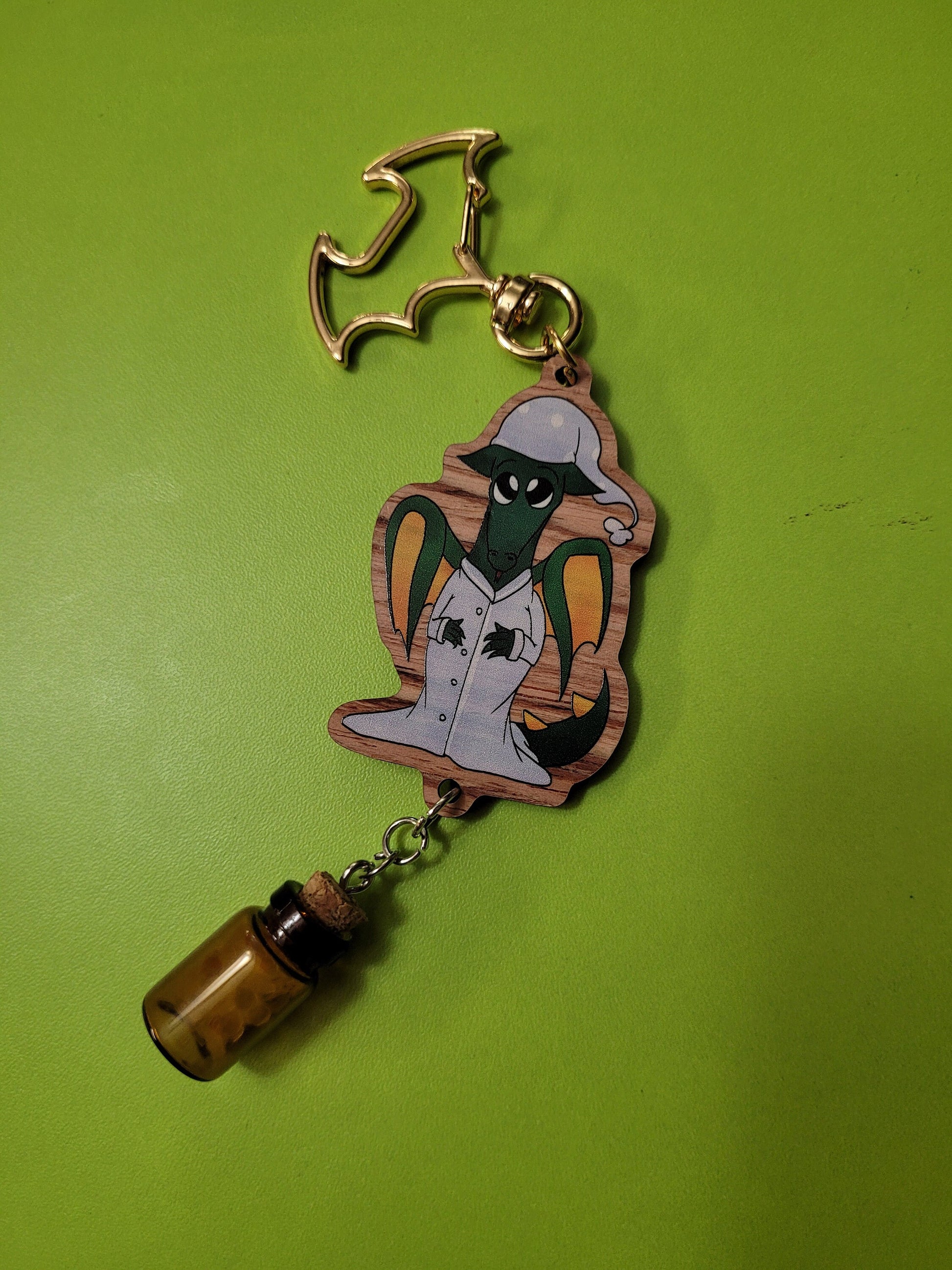 Sleepytime Dragon Wooden Keychains
