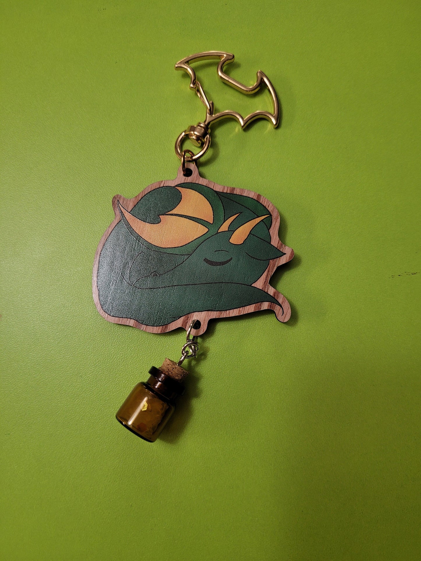 Sleepytime Dragon Wooden Keychains