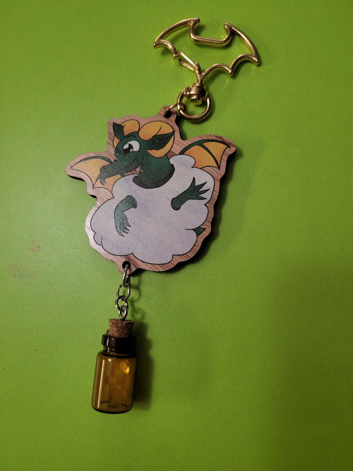 Sleepytime Dragon Wooden Keychains