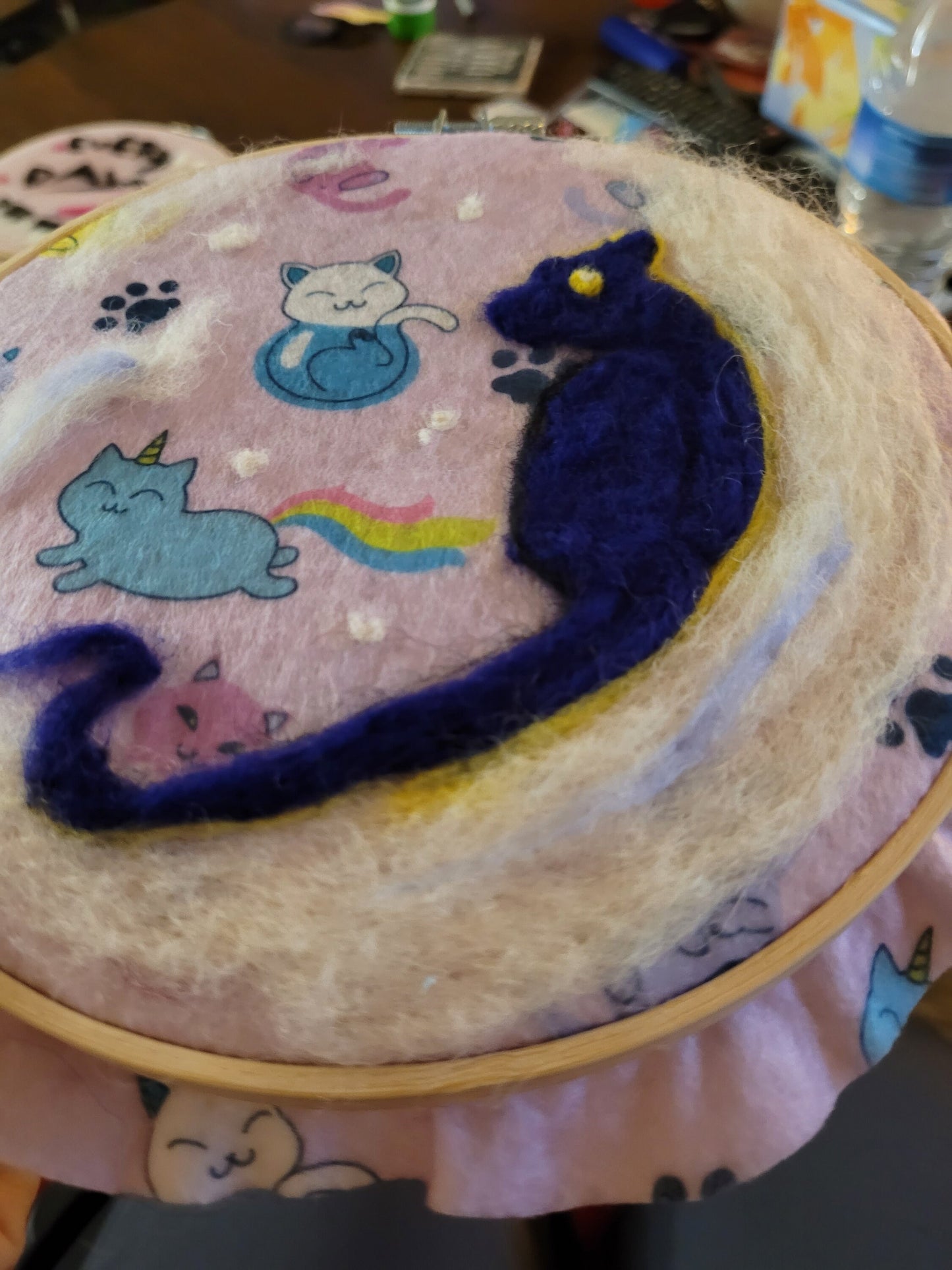 Sky Of Cats Original Needlefelt Hoop
