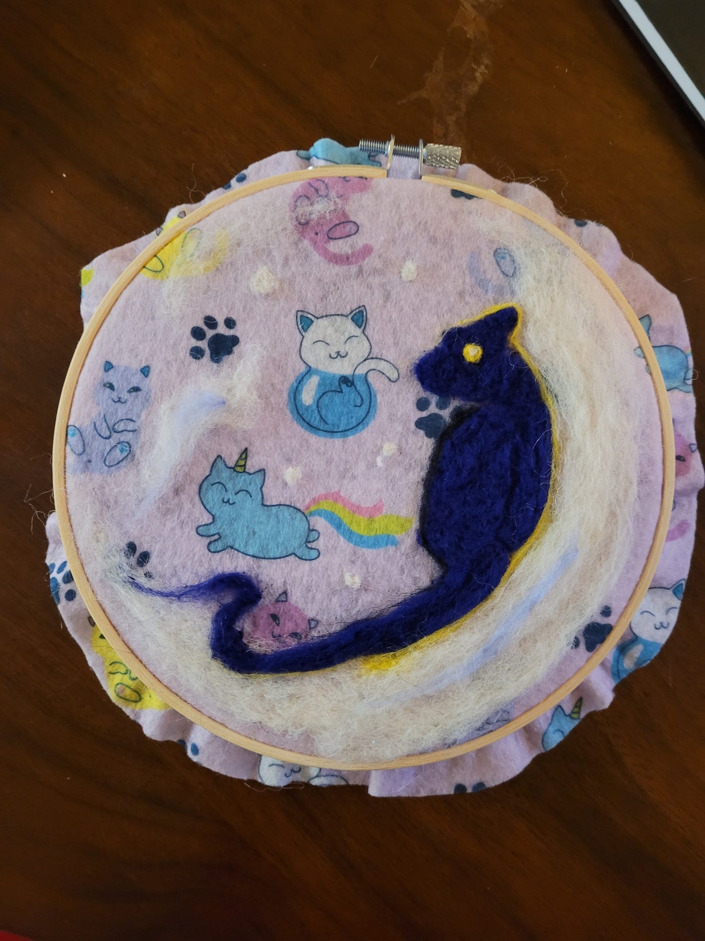 Sky Of Cats Original Needlefelt Hoop