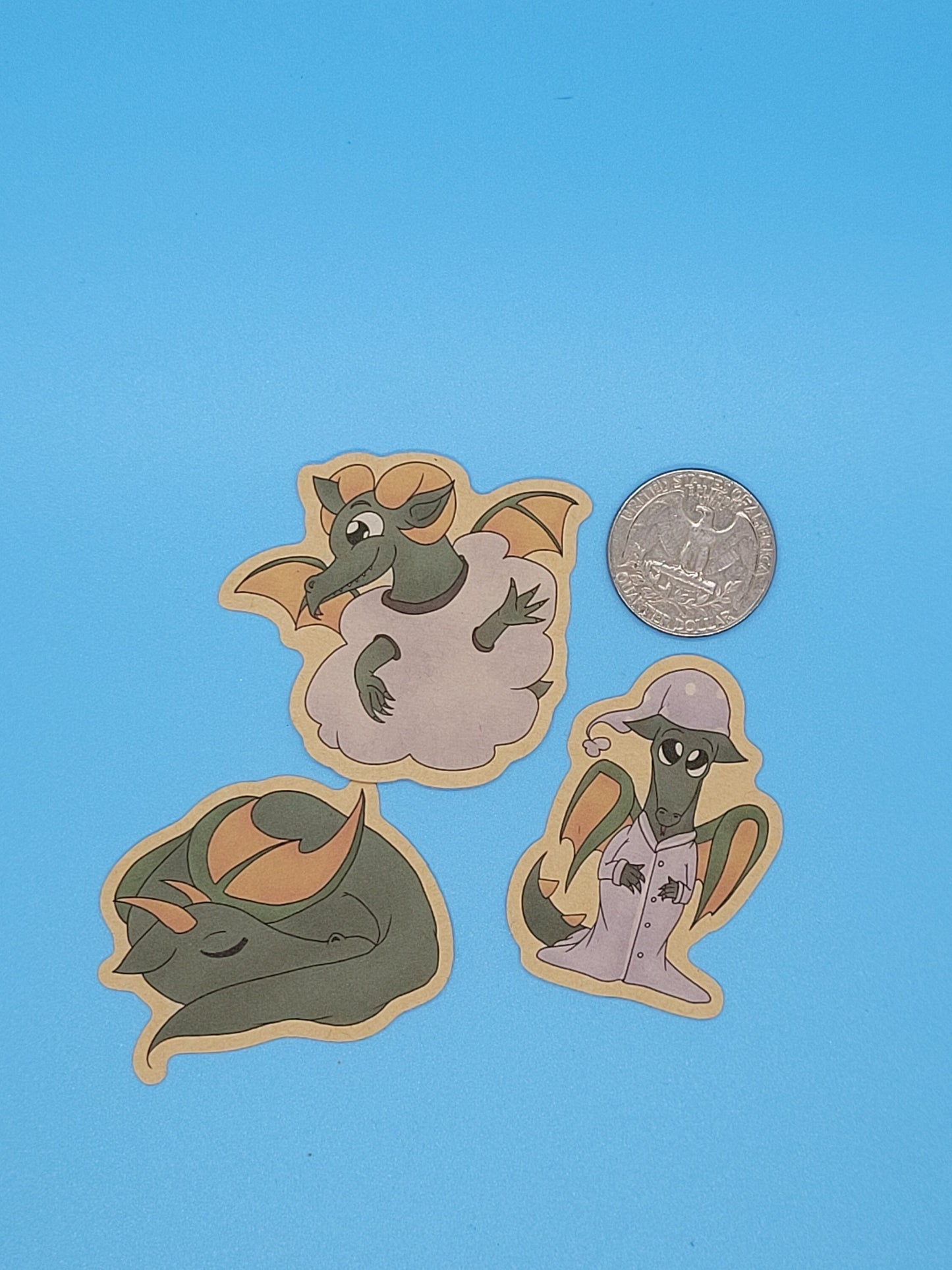 Sleepytime Dragon Kraft Paper Stickers