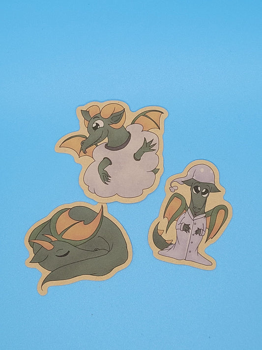 Sleepytime Dragon Kraft Paper Stickers