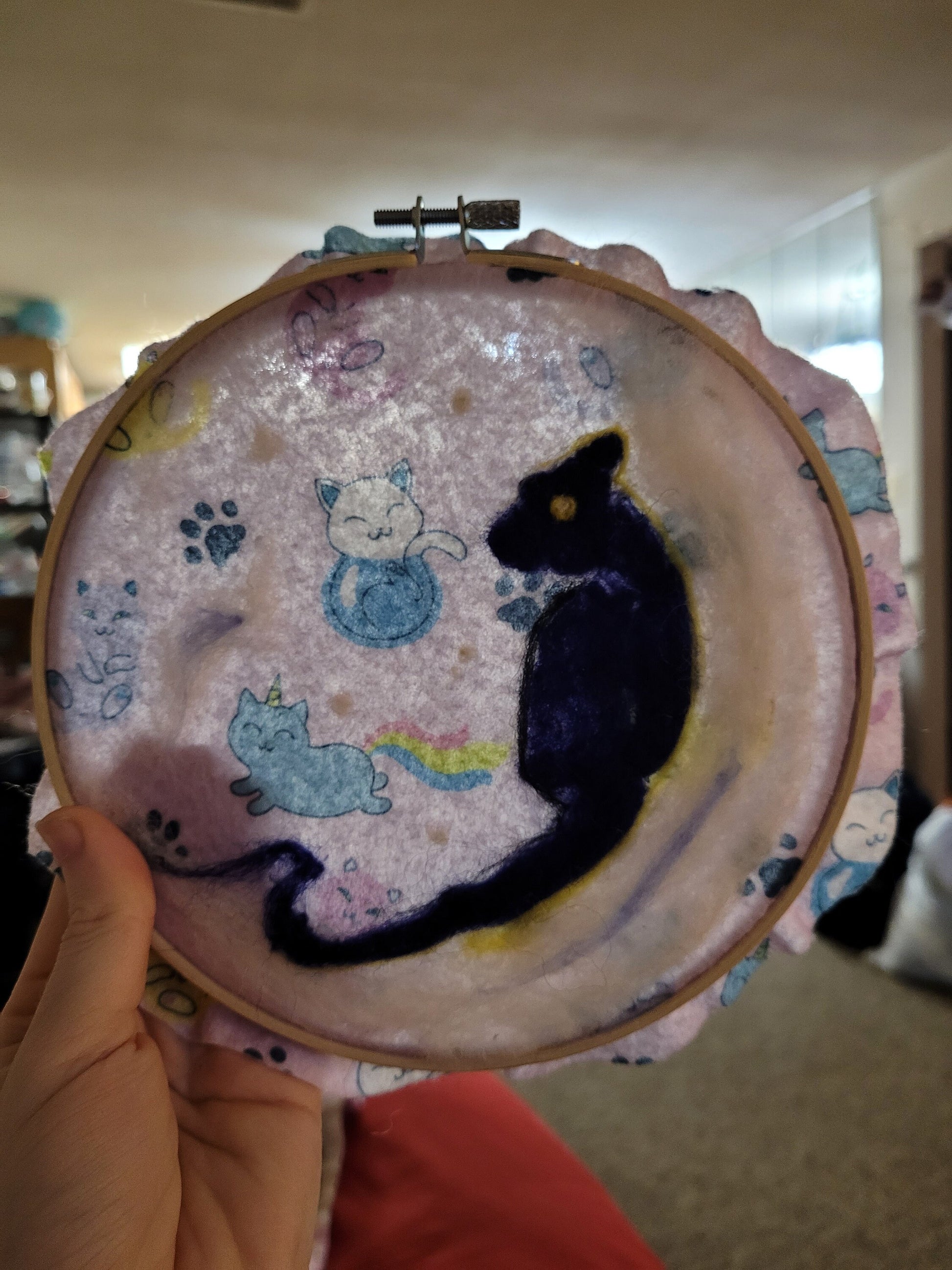 Sky Of Cats Original Needlefelt Hoop