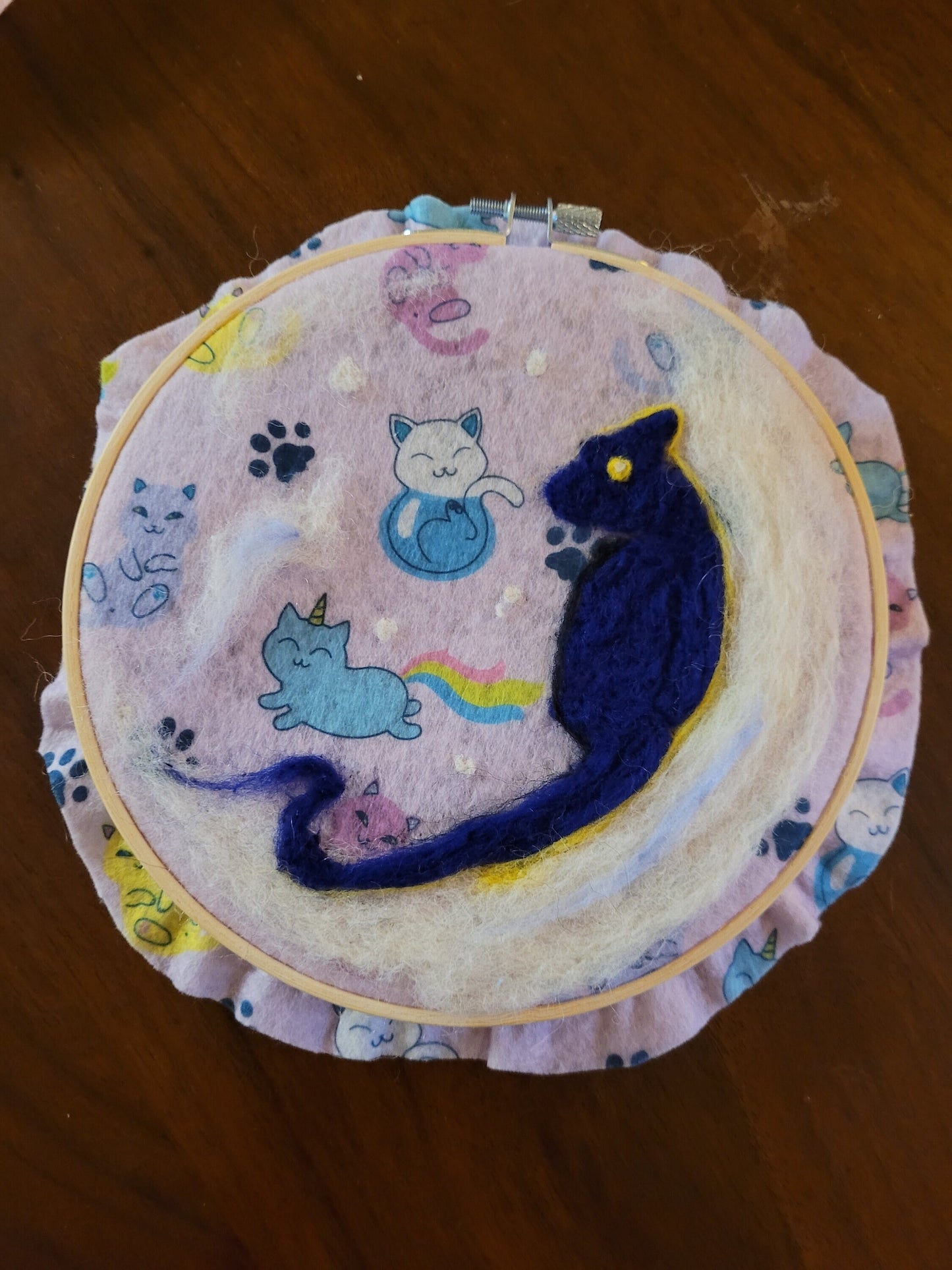 Sky Of Cats Original Needlefelt Hoop