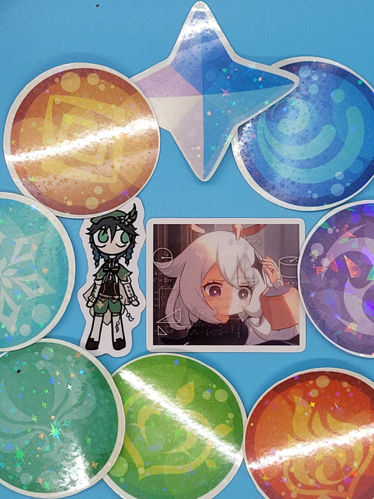 Genshin Impact Stickers- Paimon, Venti, Visions