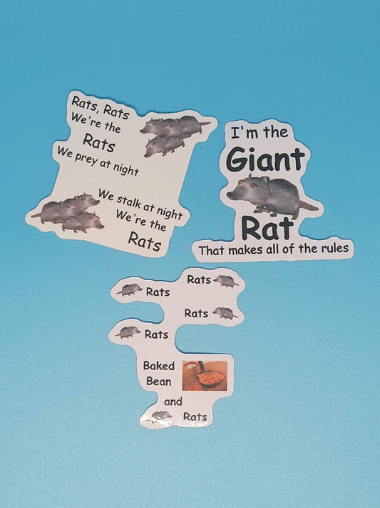 Jerma985 Rat Movie Meme Slogan Stickers- We're The Rats, Giant Rat, Baked Bean And Rats