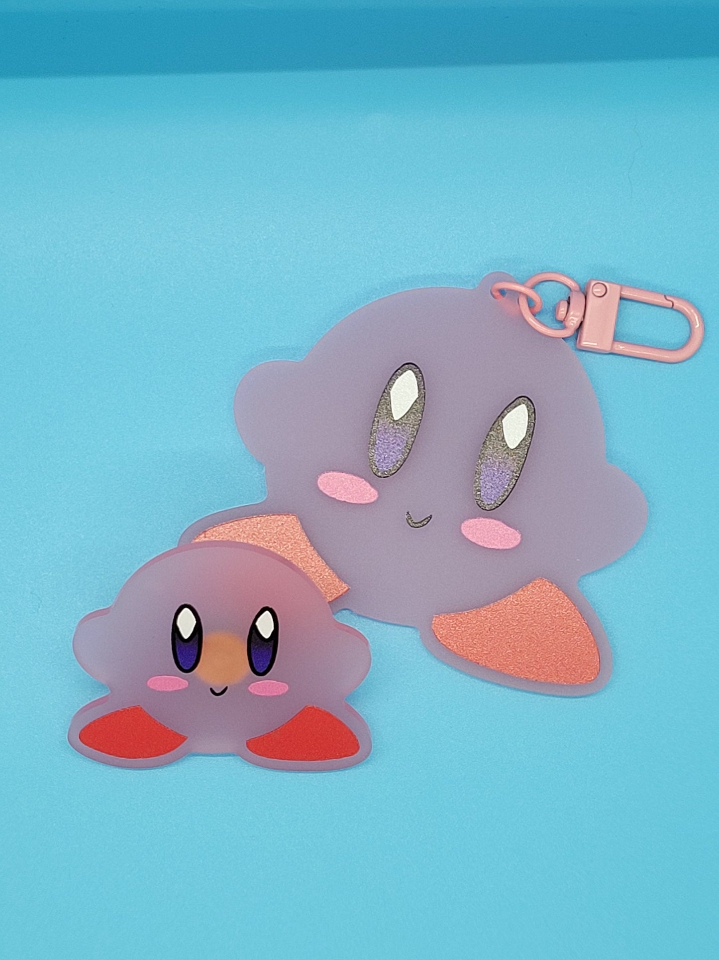 Kirby Frosted Acrylic Keychain + Pin