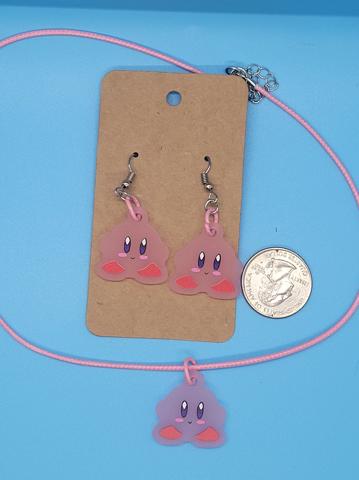 Frosted Acrylic Kirby Dangle Earrings + Cord Necklace