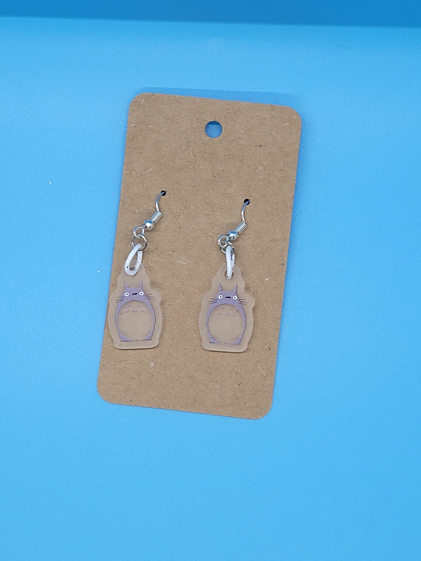 Frosted Acrylic My Neighbor Totoro Dangle Earrings + Cord Necklace