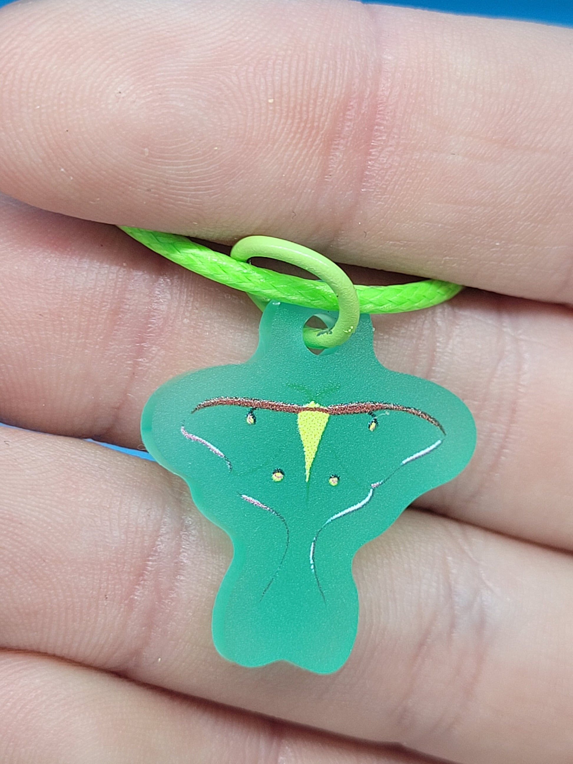 Frosted Acrylic Luna Moth Dangle Earrings + Cord Necklace