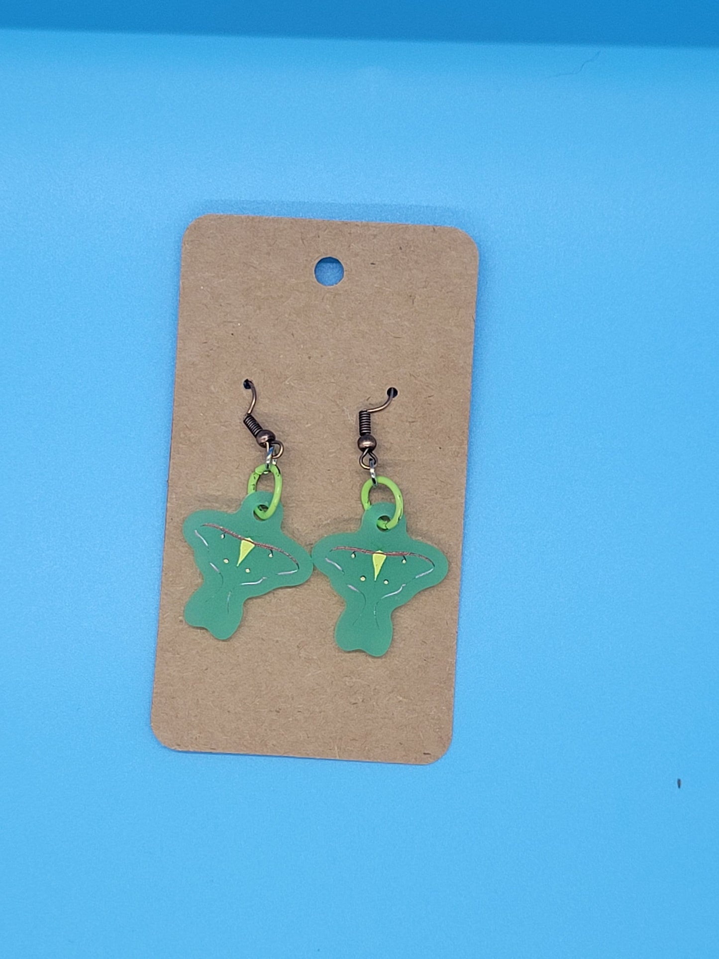 Frosted Acrylic Luna Moth Dangle Earrings + Cord Necklace