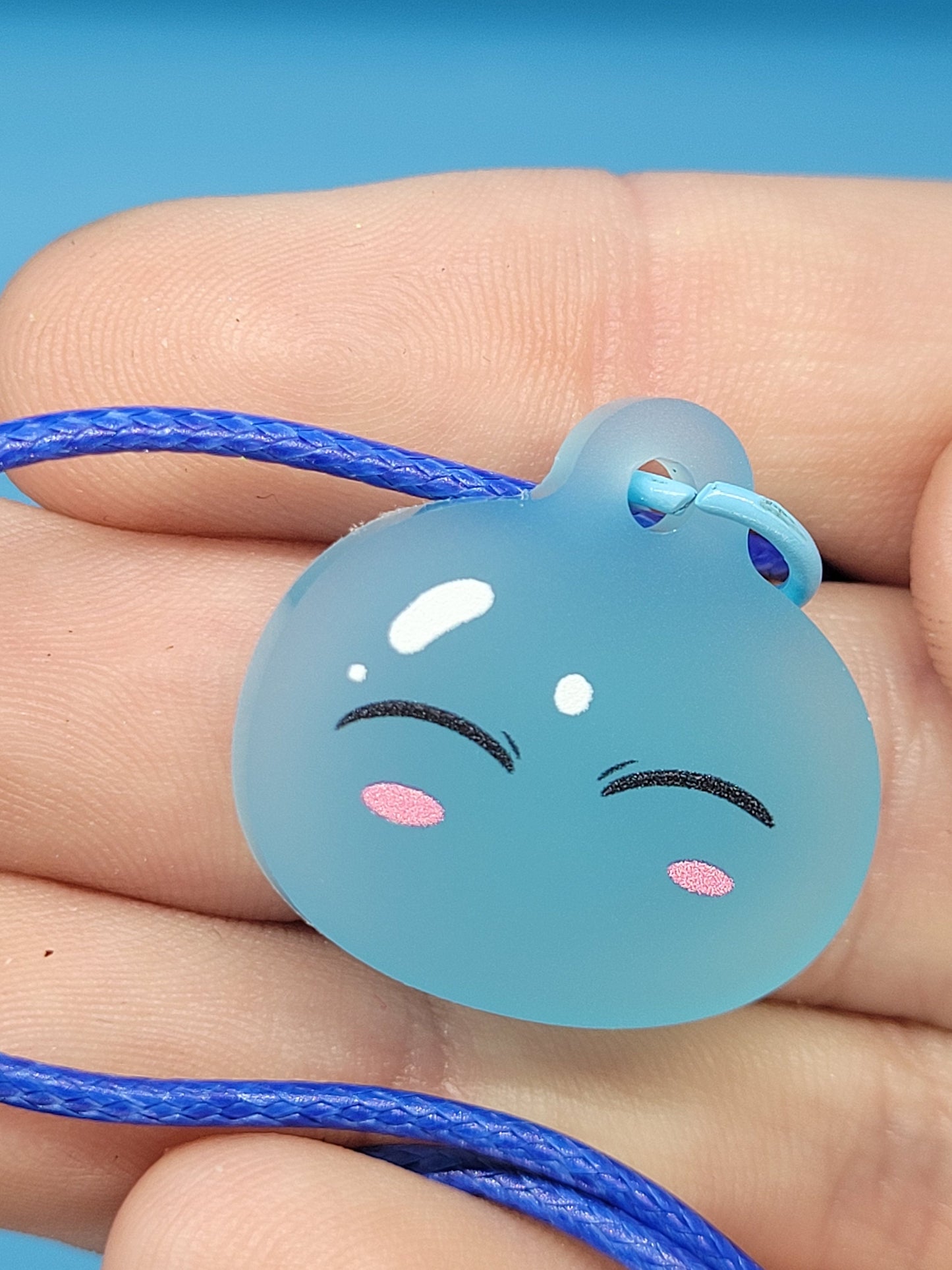 Reincarnated As A Slime Frosted Acrylic Rimuru Dangle Earrings + Cord Necklace