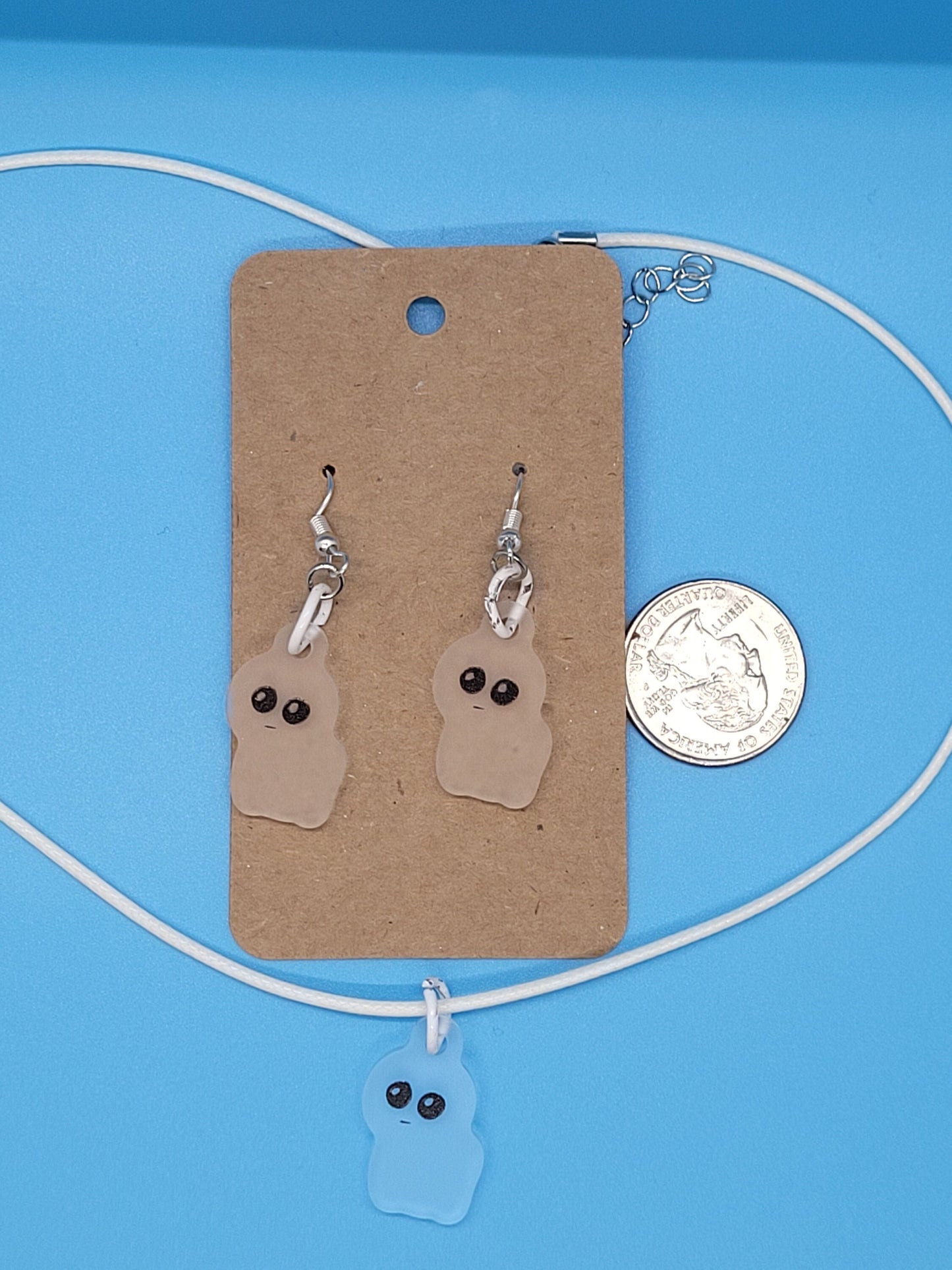 Frosted Acrylic Autism TBH Creature Dangle Earrings + Cord Necklace