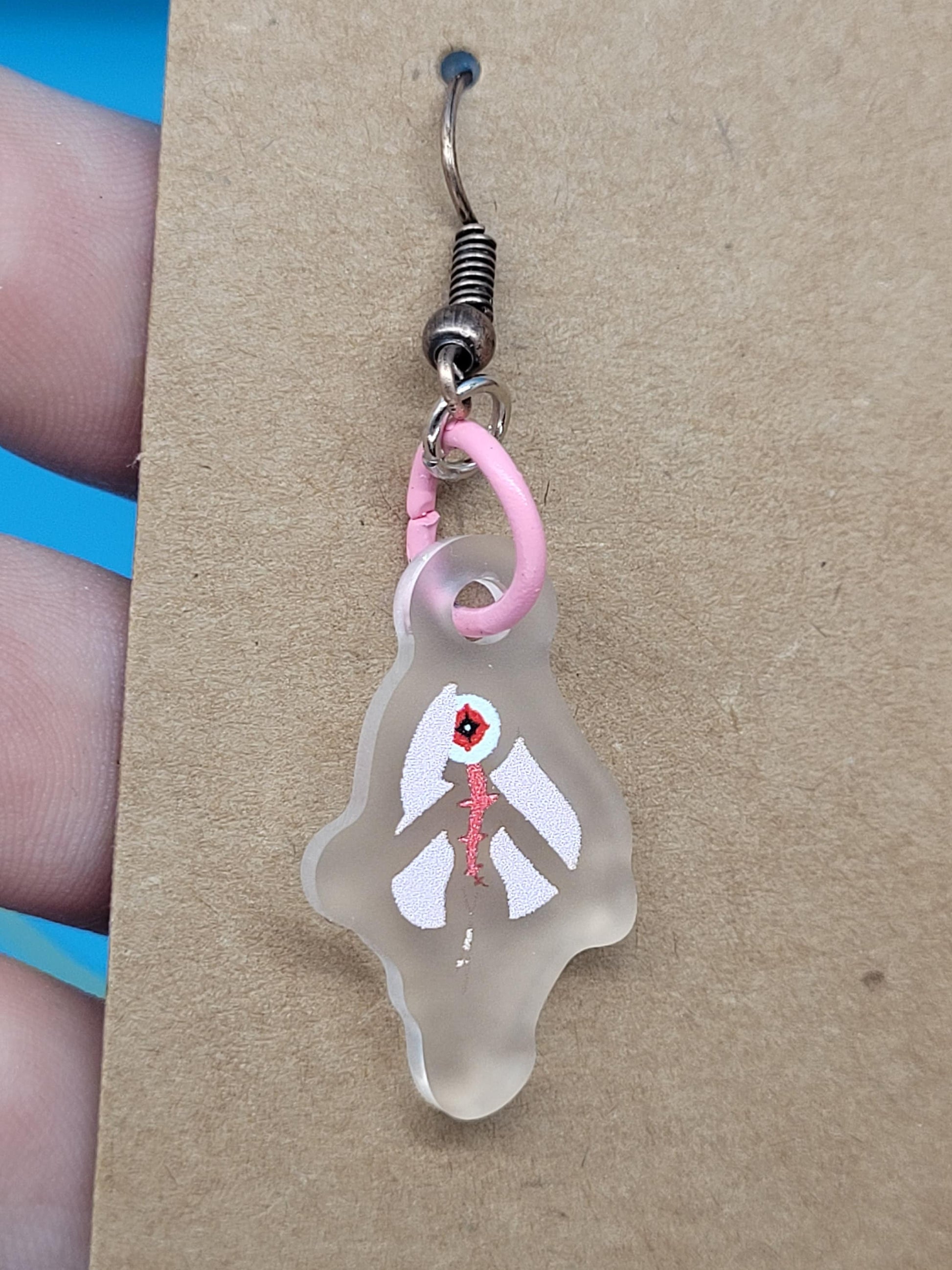 Ai The Somnium Files Frosted Acrylic Aiba and Tama Dangle Earrings + Cord Necklace