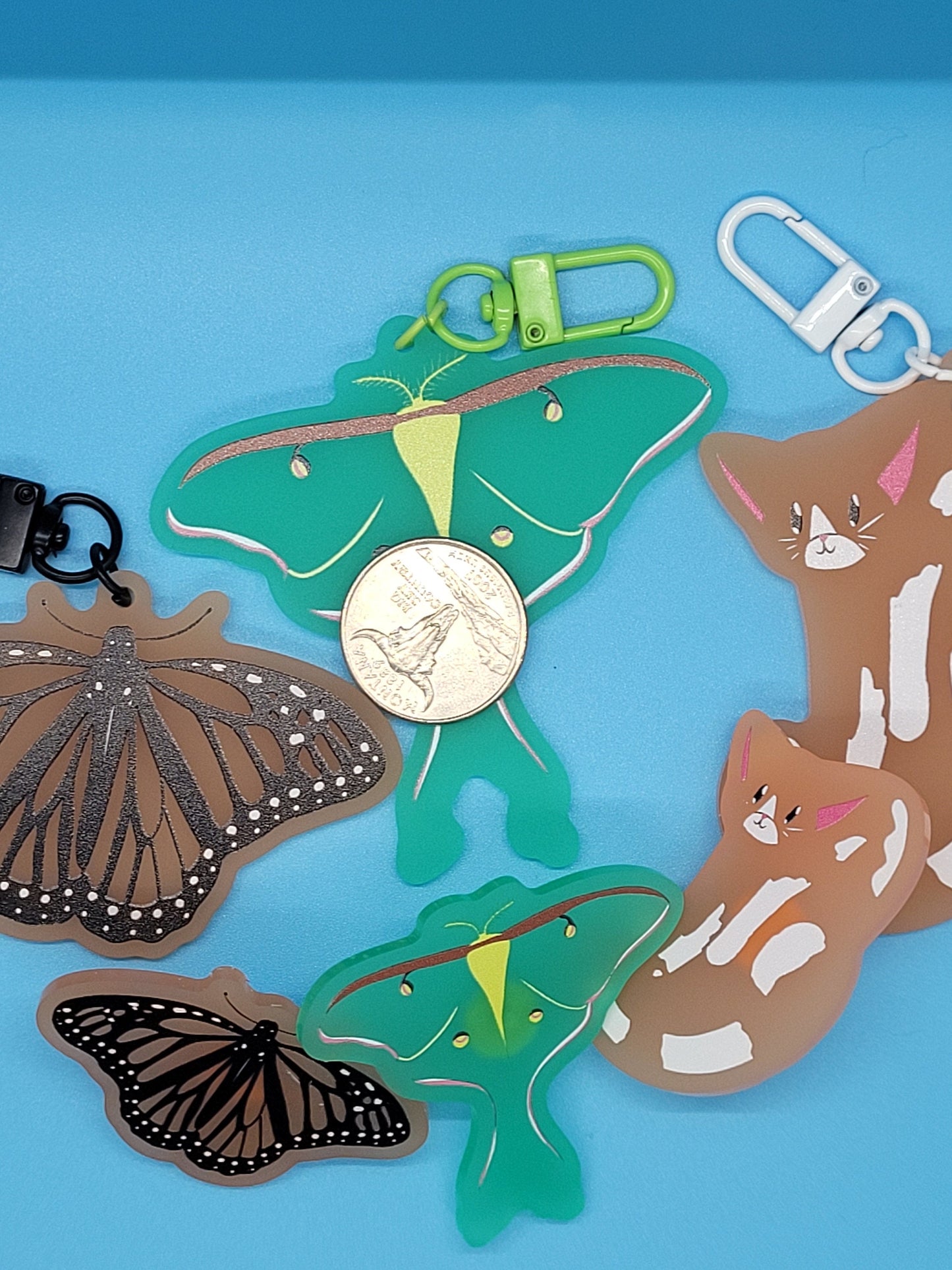 Cute Wildlife Frosted Acrylic Keychains + Pins