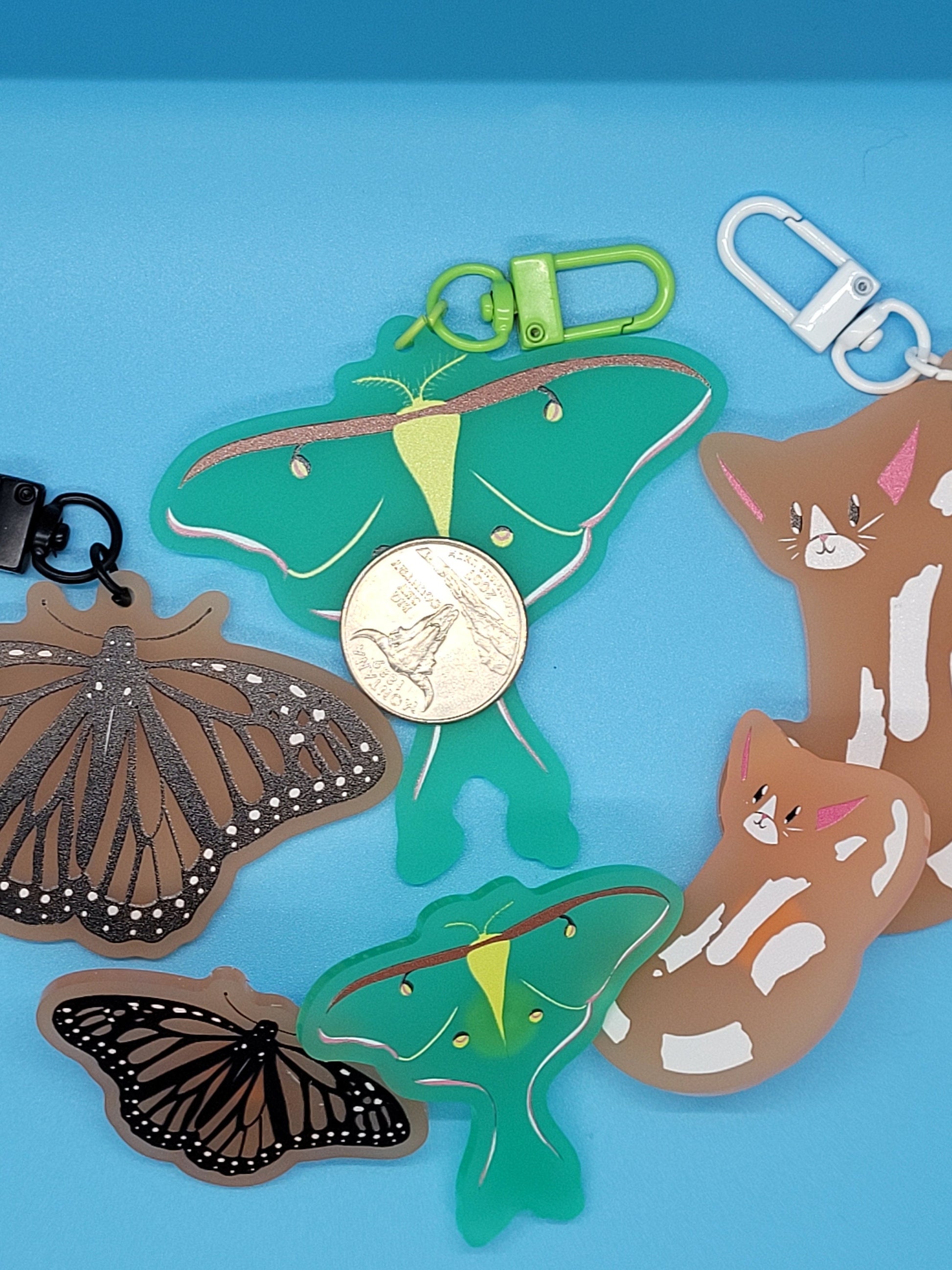 Cute Wildlife Frosted Acrylic Keychains + Pins