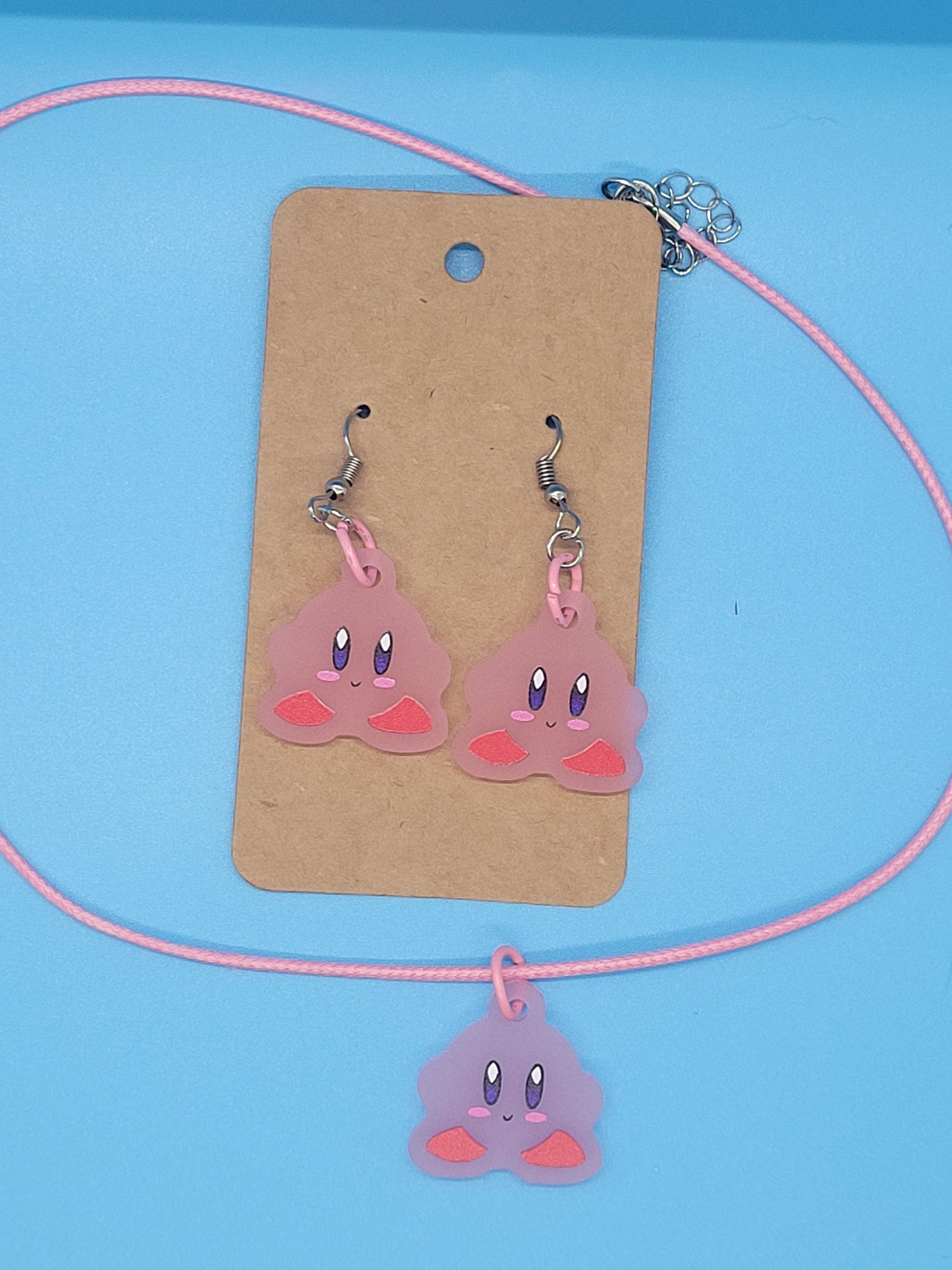 Frosted Acrylic Kirby Dangle Earrings + Cord Necklace