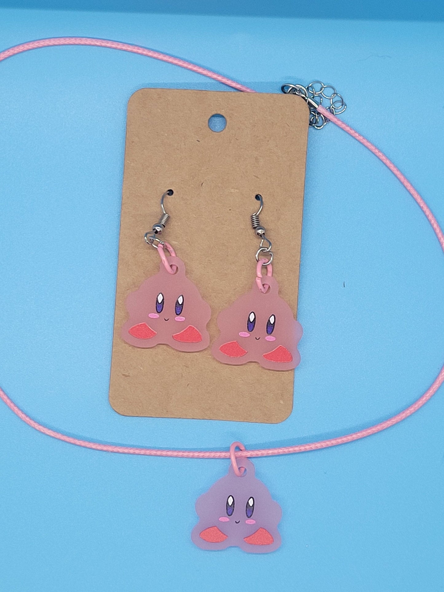 Frosted Acrylic Kirby Dangle Earrings + Cord Necklace