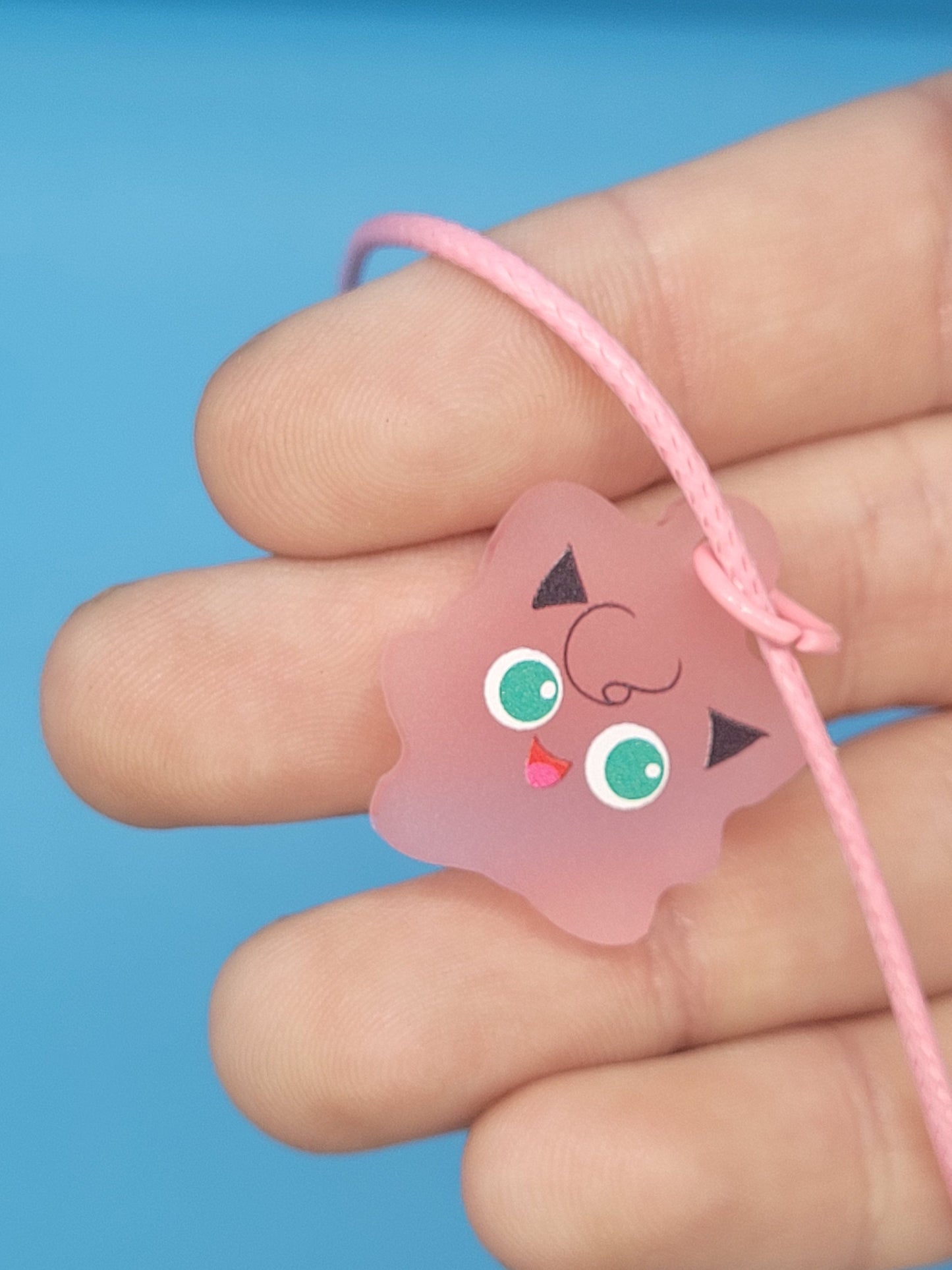 Pokemon Frosted Acrylic Jigglypuff Dangle Earrings + Cord Necklace