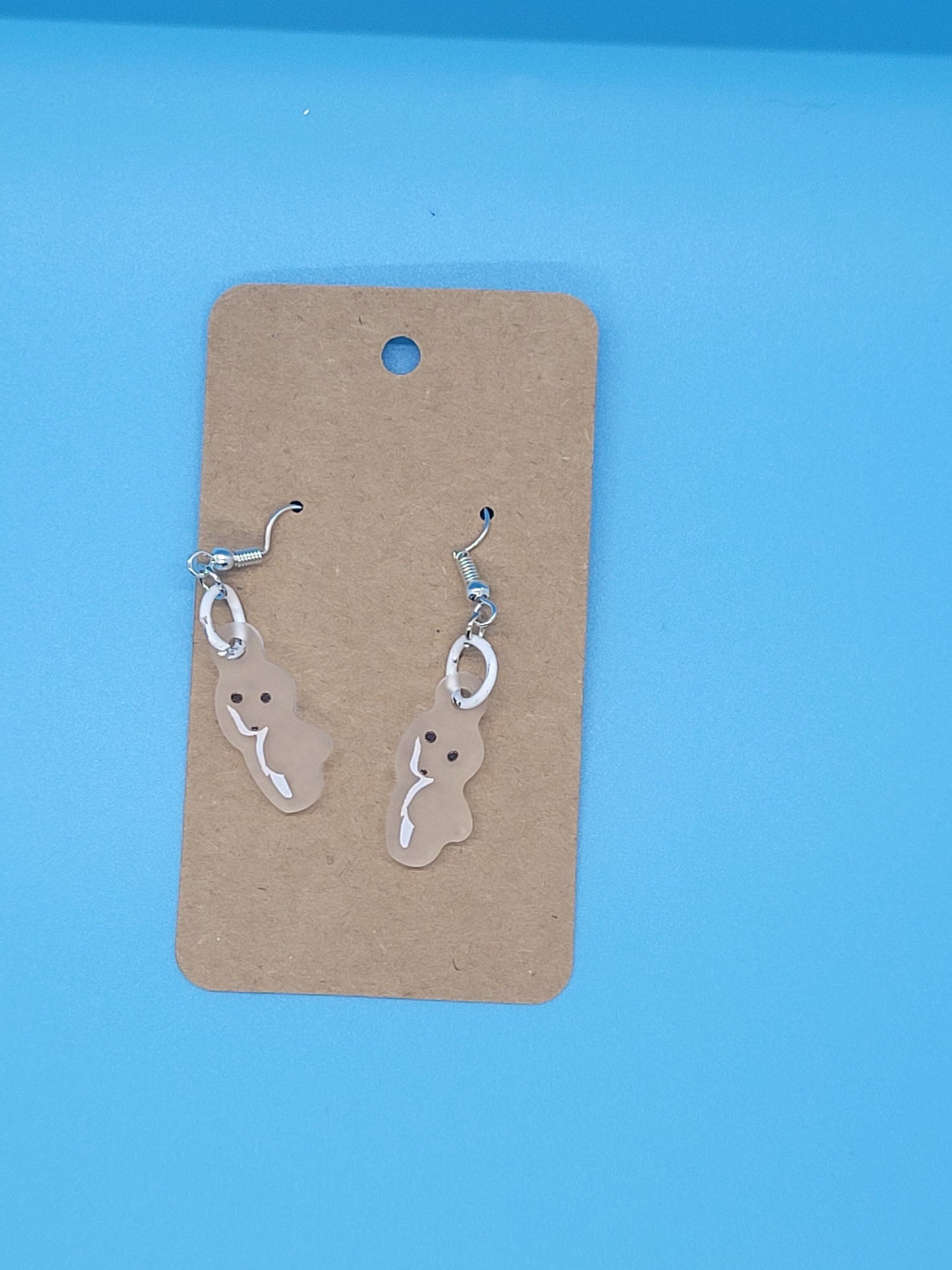 Princess Mononoke Frosted Acrylic Kodama Dangle Earrings + Cord Necklace