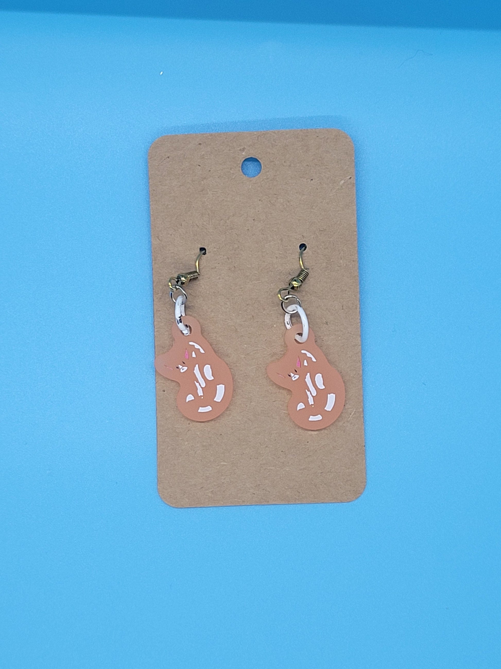 Frosted Acrylic Orange Cat Dangle Earrings + Cord Necklace