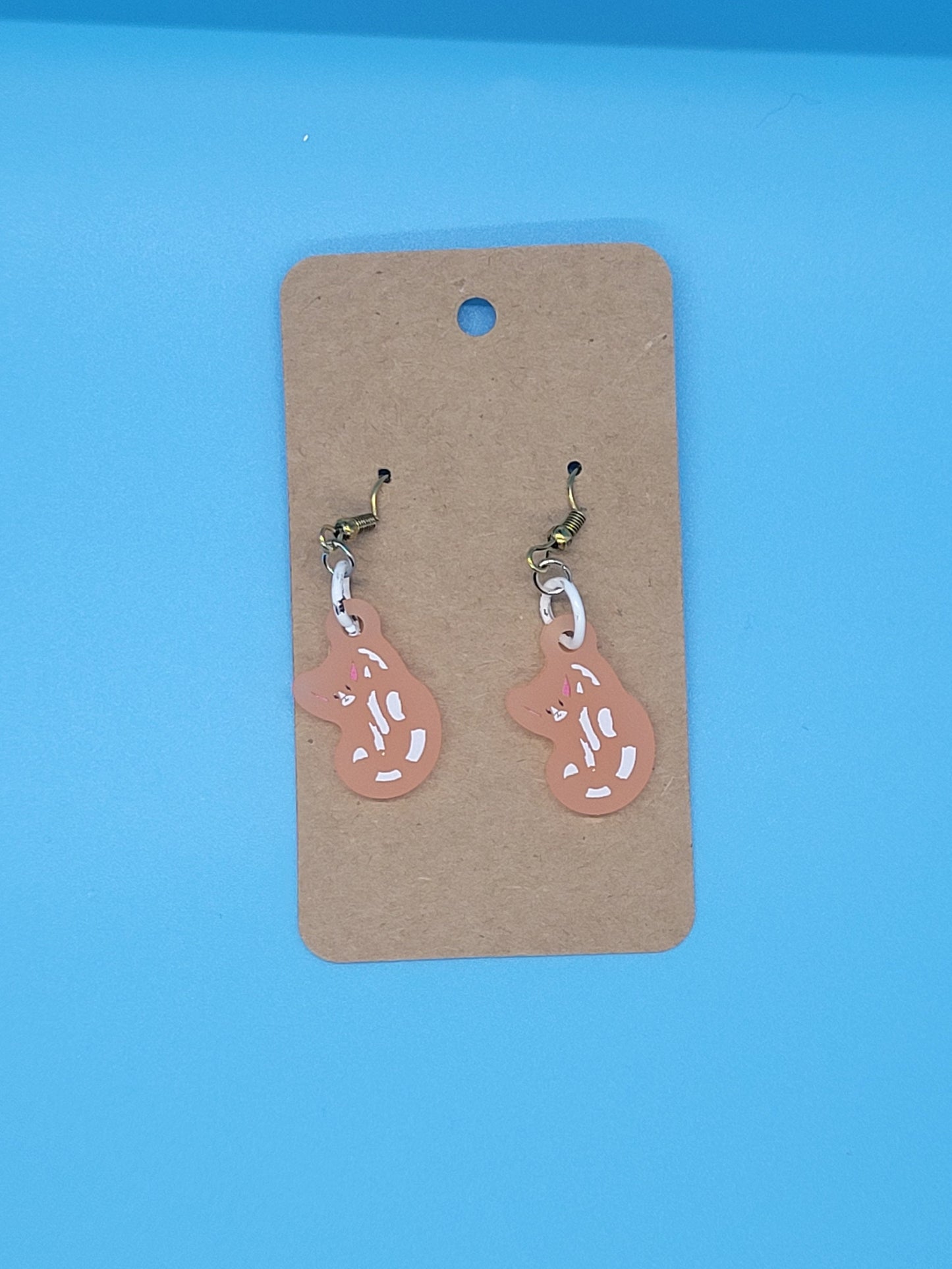 Frosted Acrylic Orange Cat Dangle Earrings + Cord Necklace