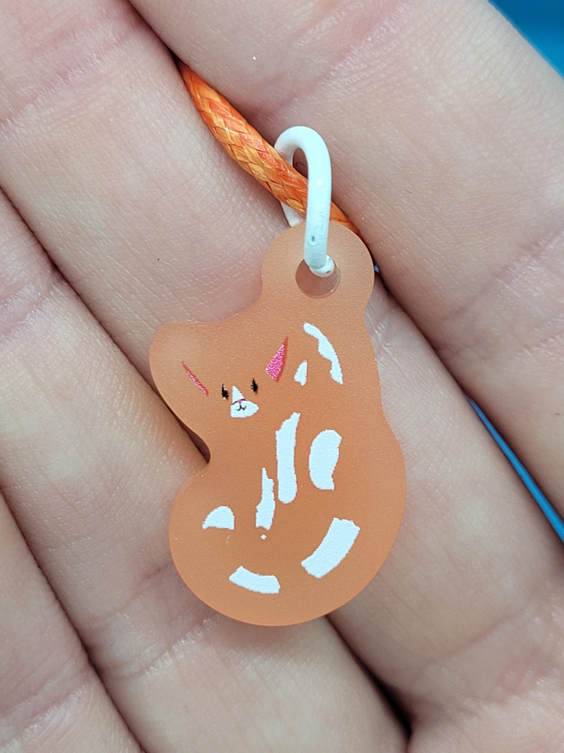 Frosted Acrylic Orange Cat Dangle Earrings + Cord Necklace