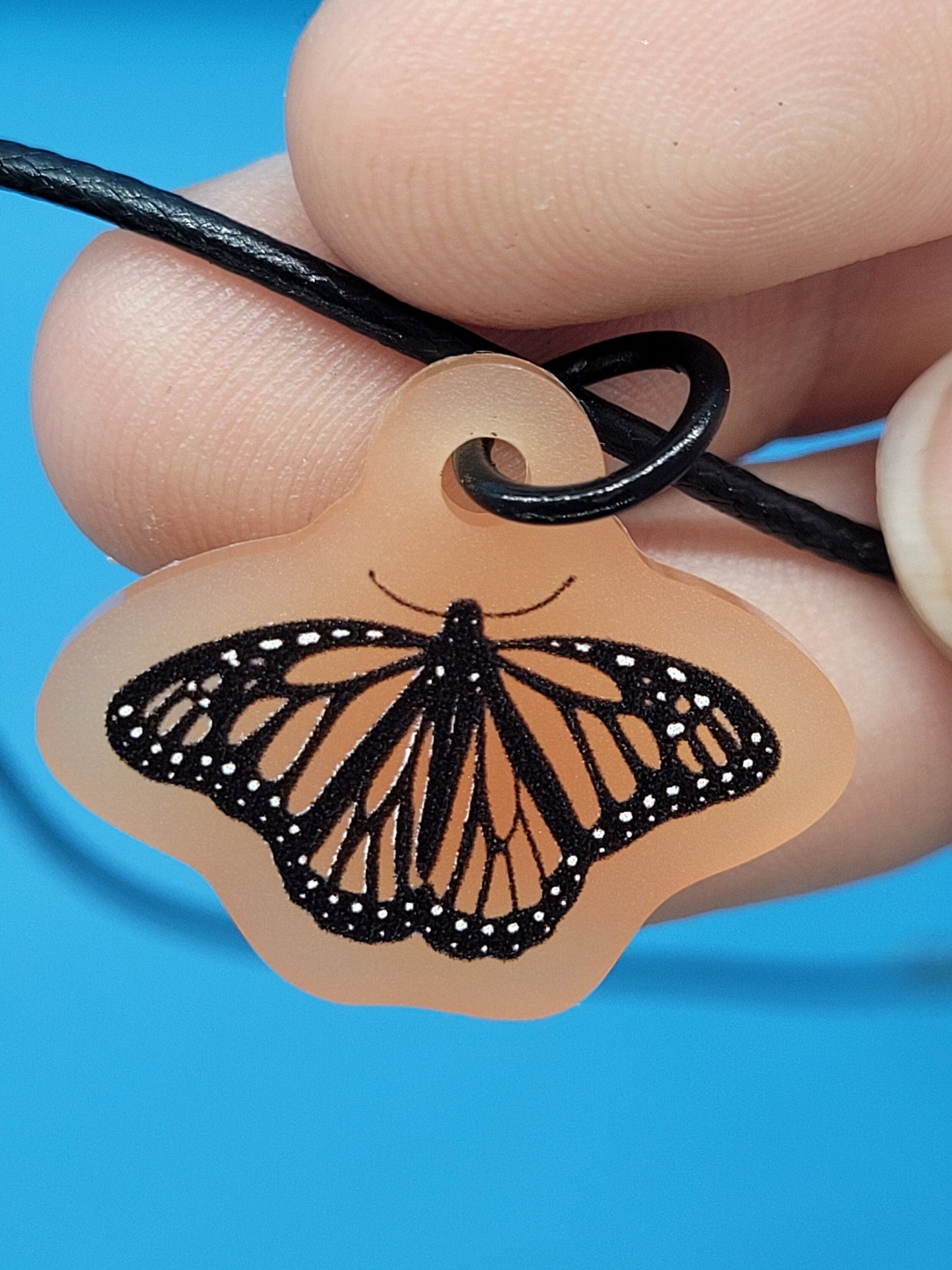 Frosted Acrylic Monarch Butterfly Dangle Earrings + Cord Necklace