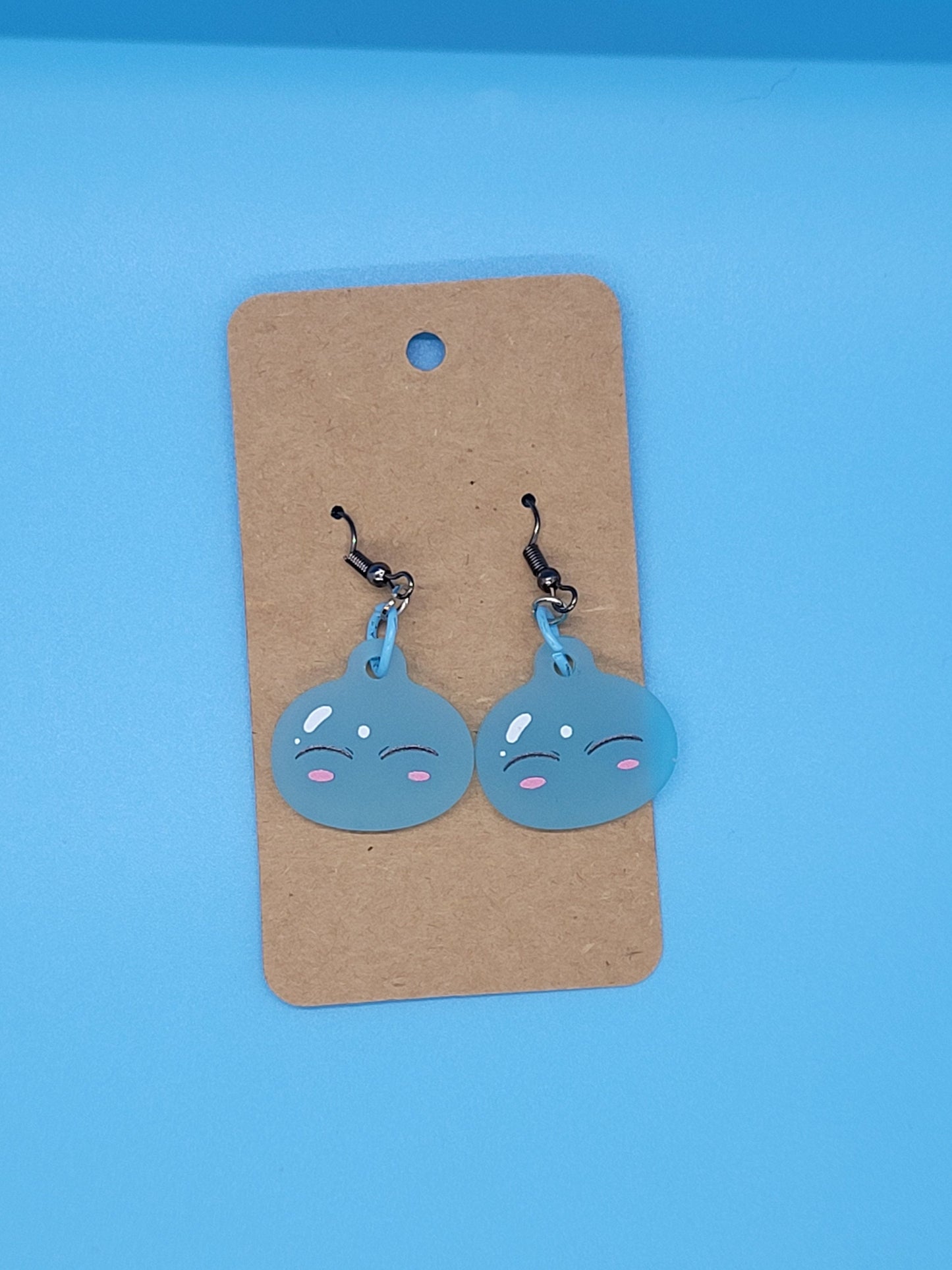 Reincarnated As A Slime Frosted Acrylic Rimuru Dangle Earrings + Cord Necklace