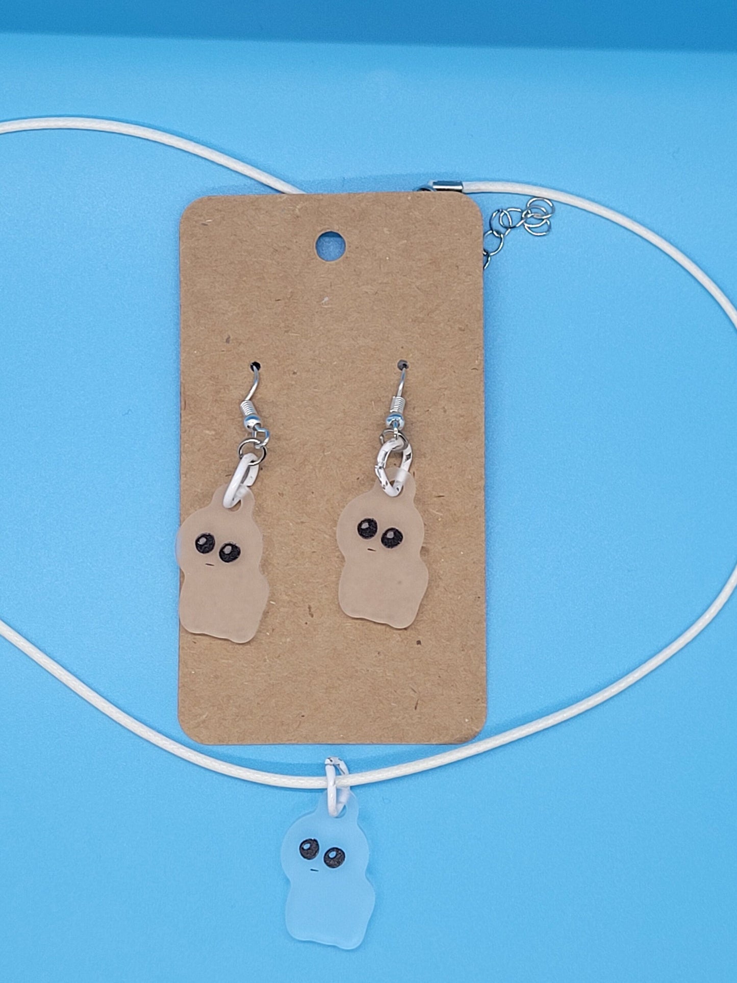 Frosted Acrylic Autism TBH Creature Dangle Earrings + Cord Necklace