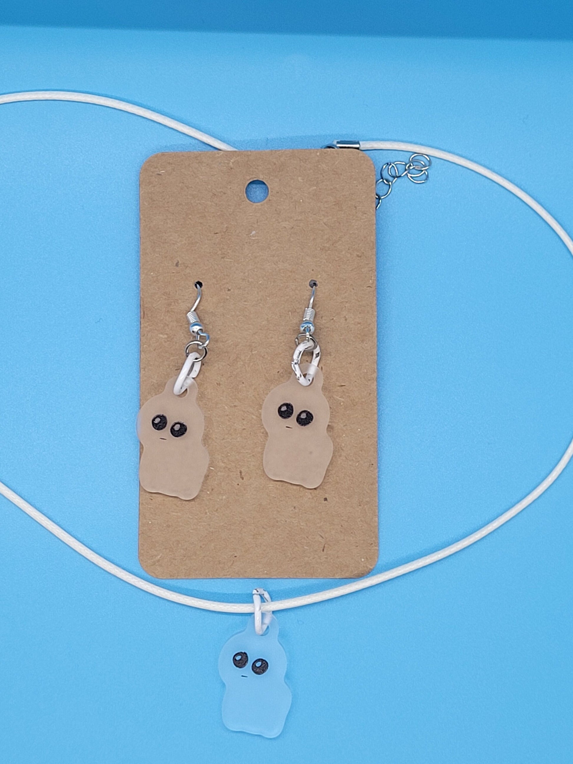 Frosted Acrylic Autism TBH Creature Dangle Earrings + Cord Necklace